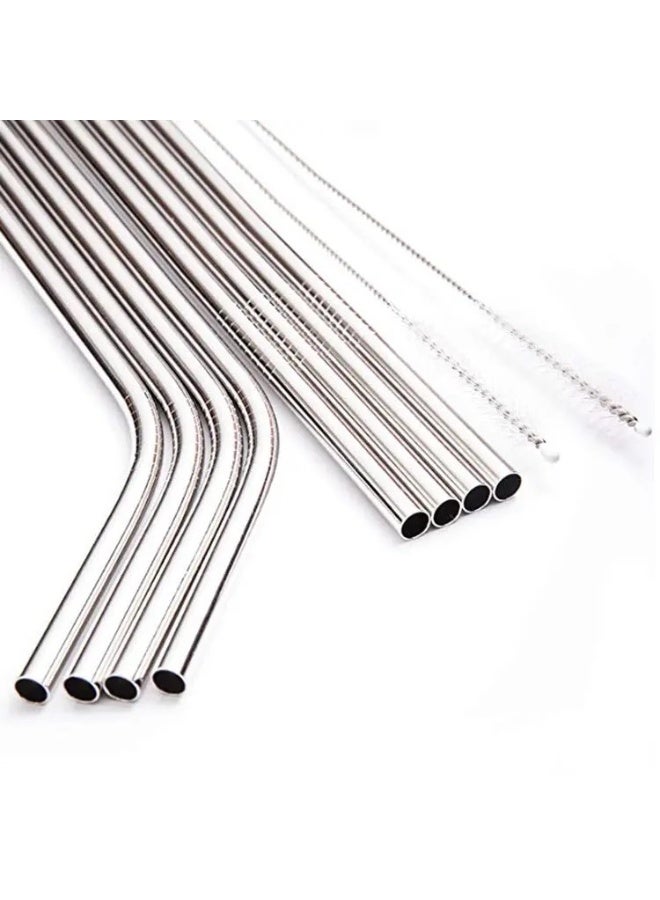 Cazadora Stainless Steel Reusable Straws Set of 8 with 2 Cleaning Brushes Silver Eco Friendly Metal Drinking Straws for Hot and Cold Beverages Fruit Juice Water Coffee Tea Smoothies Durable Food Grade Stainless Steel Smooth Rounded Edges Safe for Adults and Kids Reusable Straw Set for Home Kitchen Café Bar Restaurant Outdoor Travel Party Use Plastic Free Sustainable Alternative Easy Clean Long Length Straws Suitable for Standard Glasses Cups Tumblers Dishwasher Safe Rust Resistant High Quality Steel Straws Set Model 7602 Made in China - Image 4